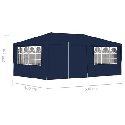 vidaXL Professional Party Tent with Side Walls 4x6 m Blue 90 g/m?
