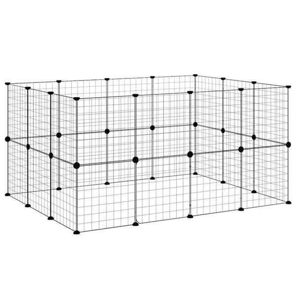 vidaXL 28-Panel Pet Cage with Door Black 35x35 cm Steel