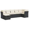 vidaXL 7 Piece Garden Sofa Set with Cushions Black Poly Rattan