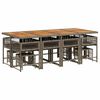 vidaXL 13 Piece Garden Dining Set with Cushions Grey Poly Rattan