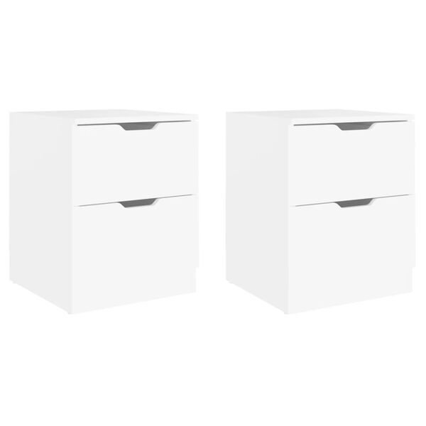 vidaXL Bedside Cabinets 2 pcs White 40x40x50 cm Engineered Wood