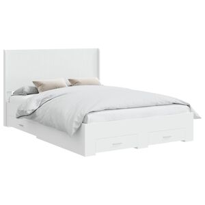 vidaXL Bed Frame with Storage and Headboard White 150 x 200 cm