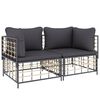 vidaXL Sectional Corner Sofas with Cushions 2 pcs Poly Rattan