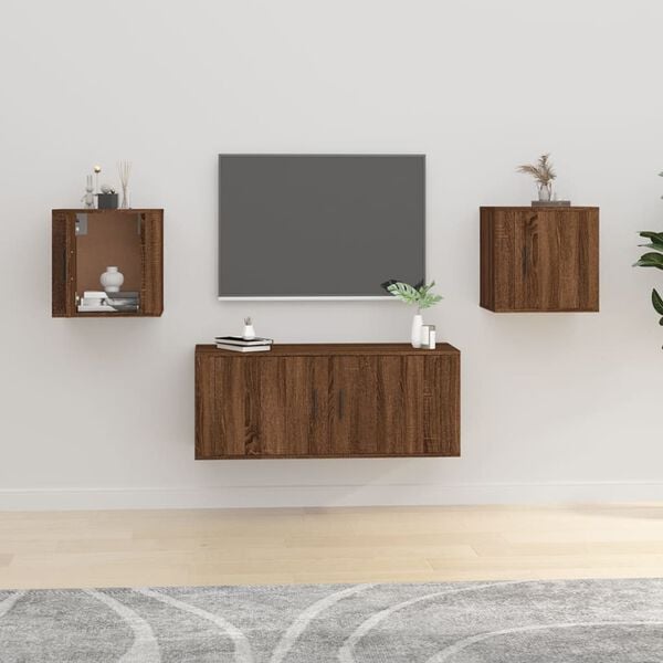 vidaXL Wall Mounted TV Cabinets 2 pcs Brown Oak 40x34.5x40 cm