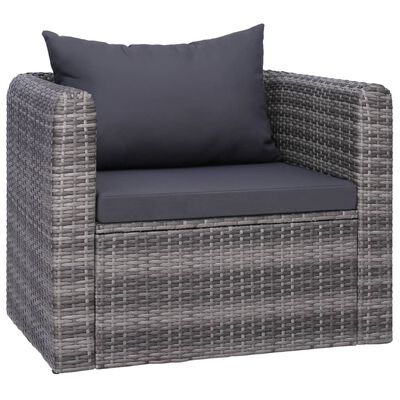 vidaXL Garden Chair with Cushion and Pillow Poly Rattan Grey