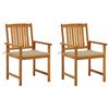 vidaXL Garden Chairs with Cushions 2 pcs Solid Acacia Wood