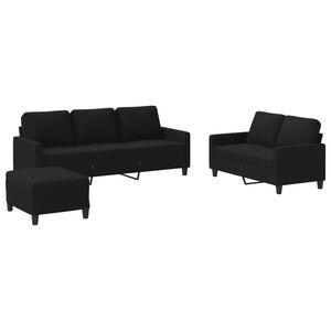 vidaXL 3 Piece Sofa Set with Cushions Black Fabric