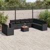vidaXL 11 Piece Garden Sofa Set with Cushions Black Poly Rattan