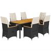 vidaXL 7 Piece Garden Dining Set with Cushions Black Poly Rattan