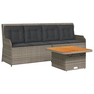 vidaXL 3 Piece Garden Lounge Set with Cushions Grey Poly Rattan