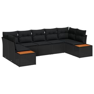 vidaXL Garden Sofa Set 7 pcs 7-Seater Black Poly Rattan