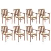 vidaXL Stackable Garden Chairs with Cushions 8 pcs Solid Teak Wood