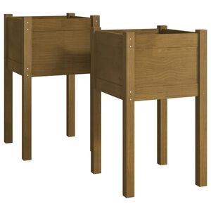 vidaXL Garden Planters 2 pcs Honey Brown 40x40x70 cm Solid Pinewood