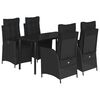 vidaXL 5 Piece Garden Dining Set with Cushions Black Poly Rattan