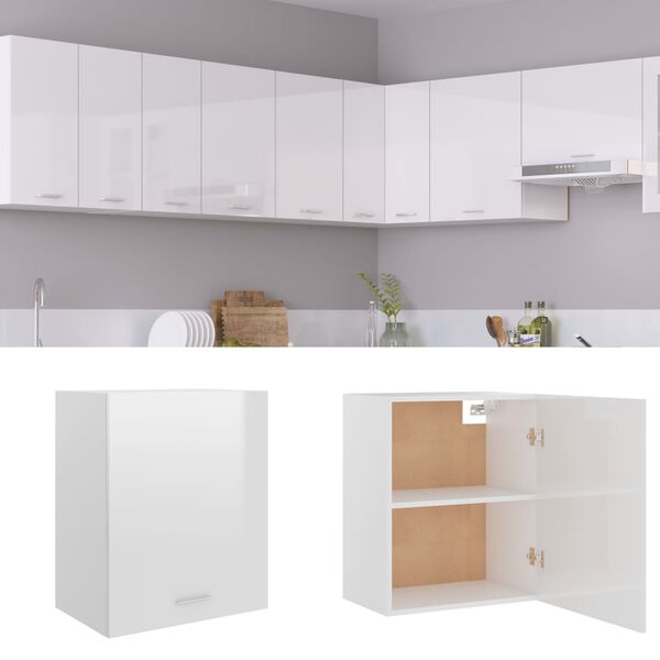 vidaXL Hanging Cabinet Lyon High Gloss White 50x31x60 cm Engineered Wood