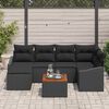 vidaXL Garden Sofa Set with Storage 7 pcs Black Poly Rattan