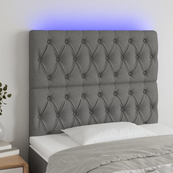 vidaXL LED Headboard Dark Grey 100 cm Fabric