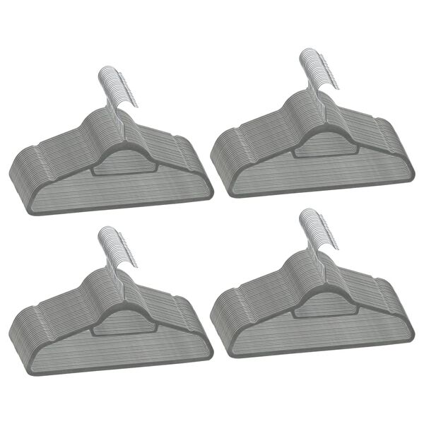 vidaXL 100 pcs Clothes Hanger Set Anti-slip Grey Velvet