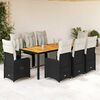vidaXL 9 Piece Garden Bistro Set with Cushions Black Poly Rattan