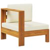 vidaXL Middle Sofa with 1 Armrest Cream White Solid Acacia Wood