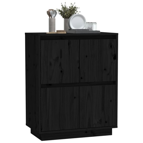 vidaXL Sideboard Black 60x34x75 cm Solid Wood Pine