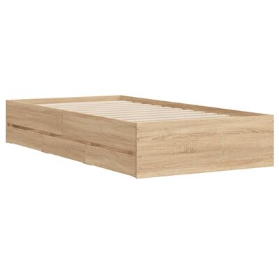 vidaXL Bed Frame with Drawers Sonoma Oak 90x190 cm Single Engineered Wood