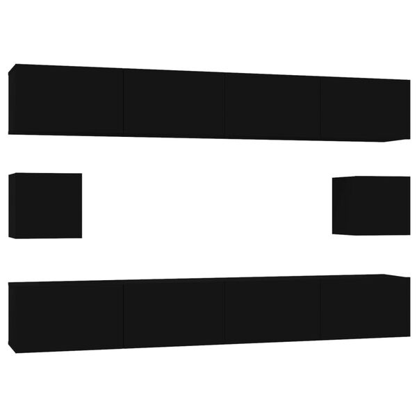 vidaXL 6 Piece TV Cabinet Set Black Engineered Wood