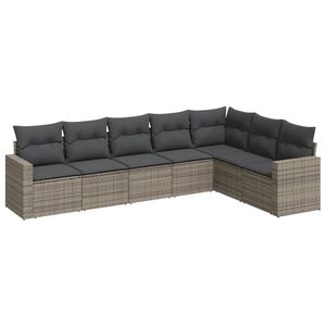 vidaXL 7 Piece Garden Sofa Set with Cushions Grey Poly Rattan