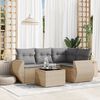 vidaXL 5 Piece Garden Sofa Set with Cushions Beige Poly Rattan