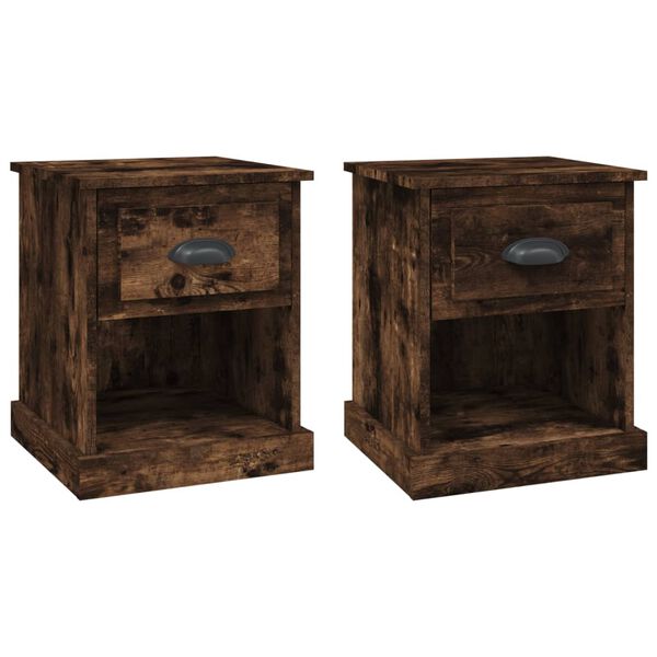 vidaXL Bedside Cabinets 2 pcs Smoked Oak 39x39x47.5 cm Engineered Wood