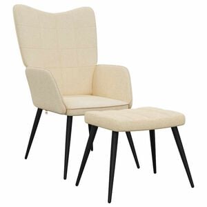 vidaXL Relaxing Chair with a Stool Cream Fabric