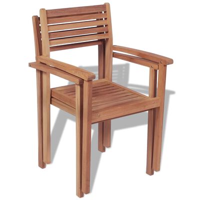 vidaXL Stackable Garden Chairs 2 pcs Solid Teak Wood