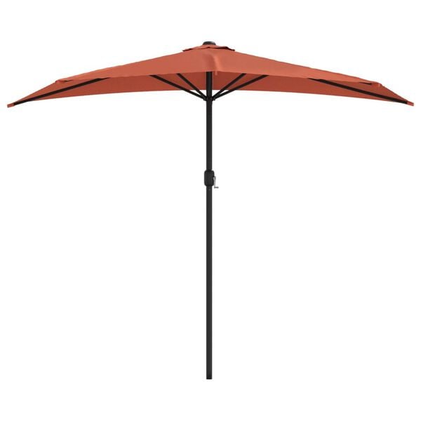 vidaXL Balcony Parasol with Aluminium Pole Terracotta 270x144x222 cm Half