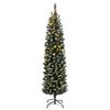 vidaXL Artificial Slim Christmas Tree 300 LEDs 240 cm