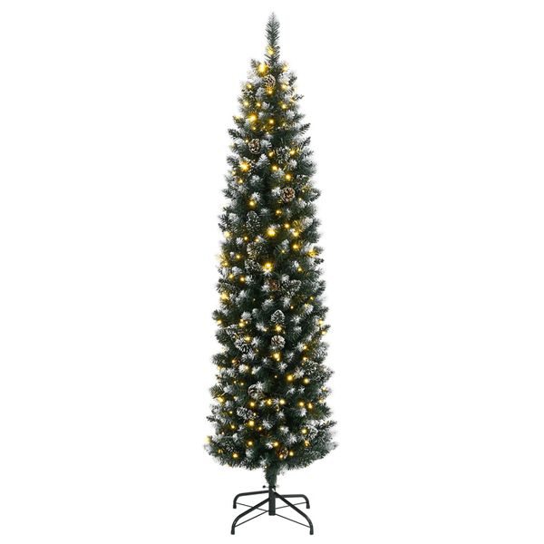 vidaXL Artificial Slim Christmas Tree 300 LEDs 240 cm