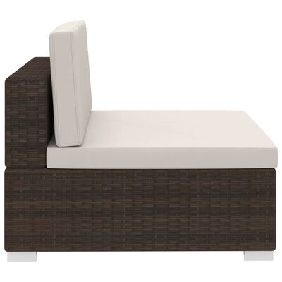 vidaXL 3 Piece Garden Sofa Set with Cushions Poly Rattan Brown