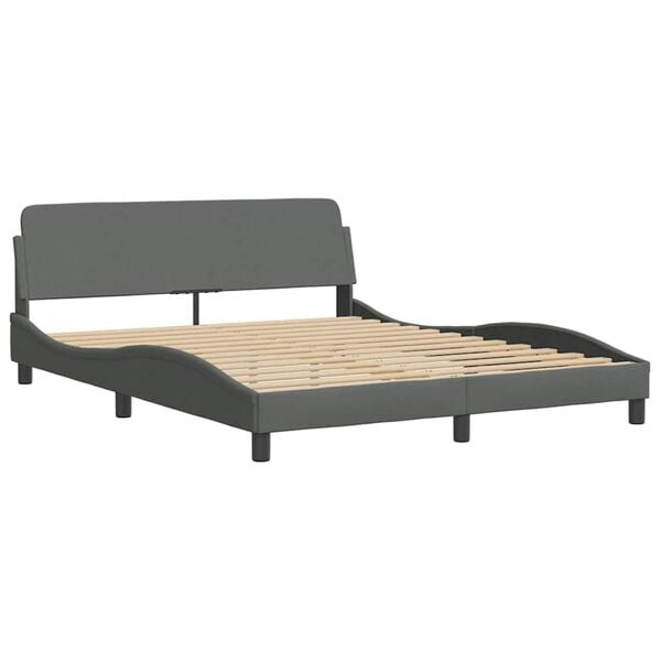 vidaXL Bed Frame without Mattress "Hvar" Dark Grey 152x203 cm Queen Fabric