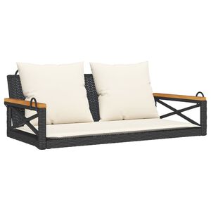 vidaXL Swing Bench with Cushions Black 109x62x40 cm Poly Rattan