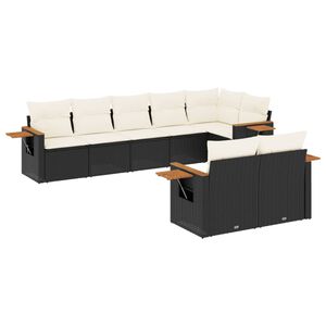 vidaXL 8 Piece Garden Sofa Set with Cushions Black Poly Rattan