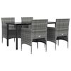 vidaXL 5 Piece Garden Dining Set with Cushions Grey and Black