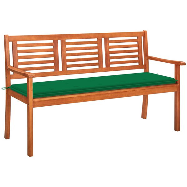 vidaXL 3-Seater Garden Bench with Cushion 150 cm Solid Eucalyptus Wood
