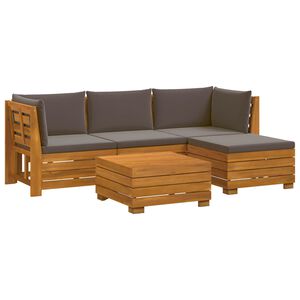 vidaXL 5 pcs Outdoor Sofa Set Solid Acacia Wood Brown