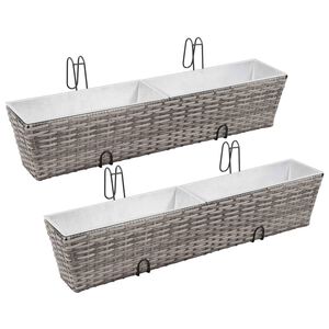 vidaXL Balcony Raised Beds 2 pcs 80 cm Grey Poly Rattan