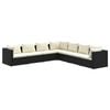 vidaXL 7 Piece Garden Lounge Set with Cushions Poly Rattan Black
