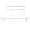 vidaXL Metal Bed Frame without Mattress with Headboard White 135x190cm