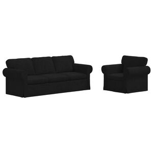 vidaXL Sofa Set 2 pcs Black Fabric