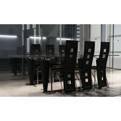 vidaXL Dining Chairs 6 pcs Black Faux Leather