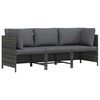 vidaXL 3-Seater Garden Sofa with Cushions Grey Poly Rattan