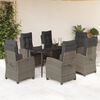 vidaXL 7 Piece Garden Dining Set with Cushions Grey Poly Rattan