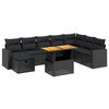 vidaXL 9 Piece Garden Sofa Set with Cushions Black Poly Rattan